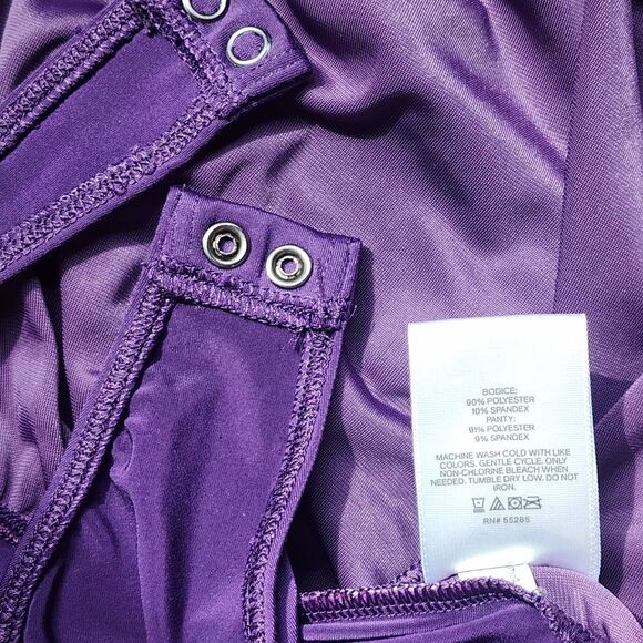 Express Deep Purple Velvet Draped Sleeveless Bodysuit, Sz. M - Picture 7 of 7